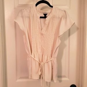 Tie waist flutter sleeve blouse